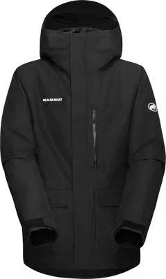 Schwarze Fall Line HS Thermo Kapuzenjacke für Herren von Mammut; geeignet für kalte Wetterbedingungen.