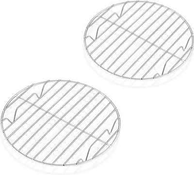 Obrázek produktu pro Sada kulatých chladicích mřížek z nerezové oceli - 2 kusy - mřížka na pečení dortů - 19 cm - vhodné do myčky nádobí