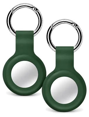 Produktbild von 2x AirTag Anhänger Dunkelgrün – AirTag Schlüsselanhänger / Hülle – Silikon Cover Case für Apple AirTag – 2er-Set