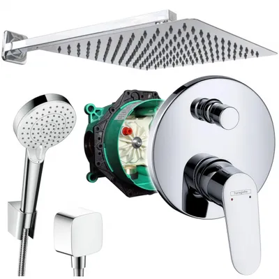Produktbild von Hansgrohe und Jowi Duscharmatur Unterputz Duschsystem mit Kopfbrause, Focus Duscharmatur