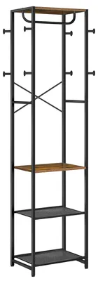Immagine prodotto di TRANKIELO® - Appendiabiti con porta scarpe - Porta abiti versatile - Robusto e salvaspazio - Colore marrone e nero vintage