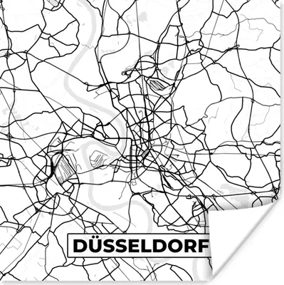 Produktbild von MuchoWow® Poster Karte - Düsseldorf - Stadtplan 50x50 cm - Wohnzimmerdekoration
