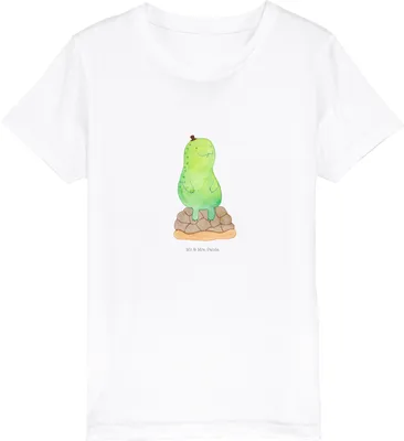 Produktbild von Mr. & Mrs. Panda Kleinkinder T-Shirt Schildkröte Pause 12-14 Jahre (152/164) - Weiß - Geschenk, Kindershirt, sitzen, Entspannen, Shirts für Kinder, Öko, Kinder-T-Shirt