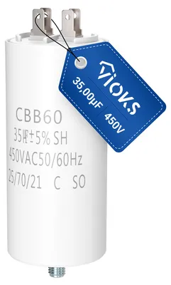 Produktbild von Anlaufkondensator Kondensator 35,00µF 450V mit 6,3 mm AMP-Doppelsteckfahnen Schraube CBB60