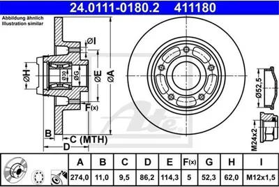Produktbild von Bremsscheibe ATE 24.0111-0180.2