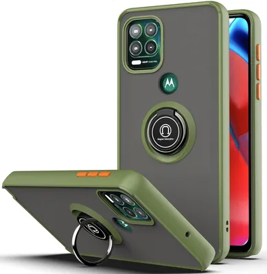 Produktbild von Moto G Stylus 5G Hülle, Ring Halter Ständer Matte Transluzent TPU Rahmen Stoßfest Schutzhülle für Motorola Moto G Stylus 5G Grün