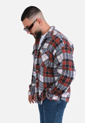 Produktbild von Herren Fleece Hemdjacke S Blau-Rot (46)