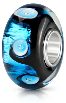 Productafbeelding van MATERIA, ontworpen door Matthias Wagner. Glaskraal, zwart-blauw, met glinsterende folie. Artikelnummer: 1483