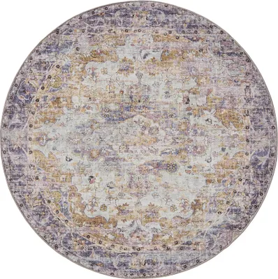 Image de Interiyou Tapis lavable Gent Multicolor/Lila ø 160 cm rond