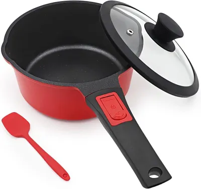 Image de Casserole de 18 cm, avec couvercle, revêtement antiadhésif, pour la cuisson, idéale pour la cuisine
