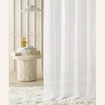 Obrázok produktu pre ROOM99 Novelia – záclona s volánmi – 400 x 230 cm (šírka x výška) – Vhodná do obývačky alebo spálne – Priehľadná, moderná záclona – Hladká – 1 kus