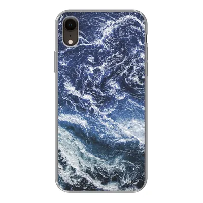 Produktbild von MuchoWow® Handyhülle Schutzhülle Hülle für iPhone XR Naturstein - Blau - Weiß Silikon Softcase Handy Hülle - Schutzdeckel
