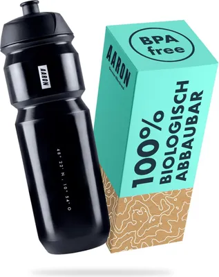 Image de gourde ECO 750 ml 100% biodégradable - Légère et anti-fuite - Gourde pratique sans BPA pour le sport, le fitness, la randonnée, le plein air - Noir
