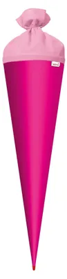 Produktbild von Bastel-Schultüte groß pink - 70 cm rund - extra stabil durch Rot(h)-Spitze mit pinkfarbenem Filz-Verschluss