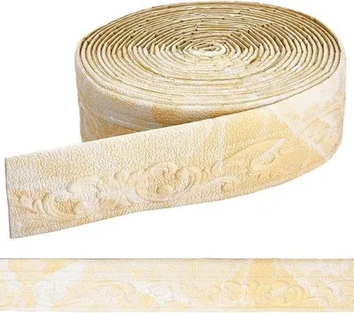 Immagine prodotto di Carta da parati autoadesiva 3D Foam con bordatura flessibile peel-and-stick giallo-bianca per la decorazione delle pareti - 10 m - Da applicare in soggiorno, cucina e ufficio