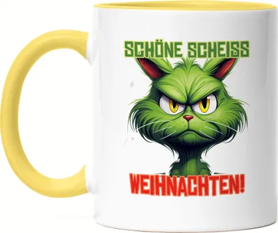 Produktbild von Schöne Scheiss Weihnachten Tasse Gelb Katzenbesitzer Sarkasmus Geschenk