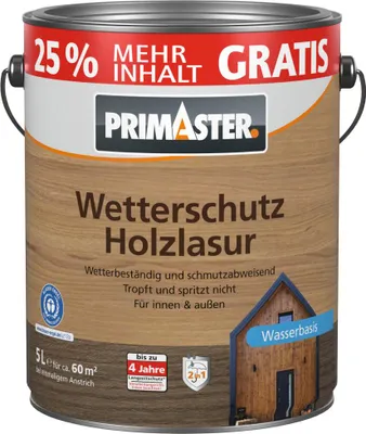 Produktbild von Primaster Wetterschutz Holzlasur 5 L nussbaum + 25% gratis
