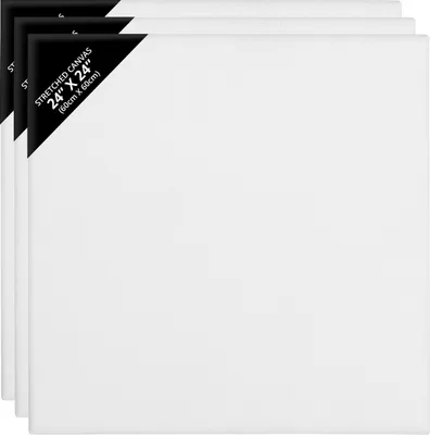 Produktbild von Belle Vous 3 Stk Leere Leinwände zum Bemalen – 60 x 60 cm – Vorgespannte Große Leinwand – Leinwände für Acrylfarben, Ölgemälde, Skizzen und