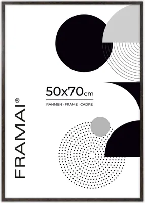 Image de FRAMAI® Cadre photo, 50x70 cmCadre en bois naturel, cadre en bois véritable, cadre avec plexiglas incassable, accroche et présentoir
