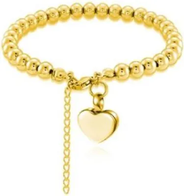 Produktbild von Luxe As Armband mit Ashanger - Verstellbar 18-28 cm - Gedenkschmuck für Asche, Haare oder Parfum - Inkl. Astrechter und Aufbewahrungstasche - Gold