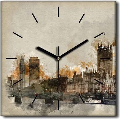 Produktbild von Coloray Uhr auf Leinwand 30x30 cm Wand Uhr Dekoration Wohnzimmer Segeltuch schwarze Hände -Landschaftsarchitektur