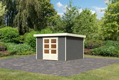 Produktbild von Karibu Gartenhaus Gerätehaus Askola 6 terragrau 302x306x216 cm