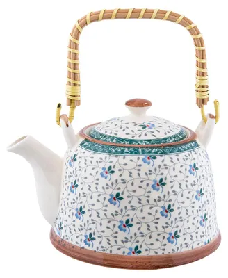 Produktbild von Clayre & Eef Teekanne mit Filter 700 ml Blau Keramik Blumen