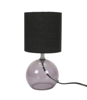 Produktbild von Tischlampe mit schwarzem Lampenschirm, Lampenfuß transparentes graues Glas, Leuchtmittel E14, max. 40W, HxØ ca. 24,5 x 10,5 cm
