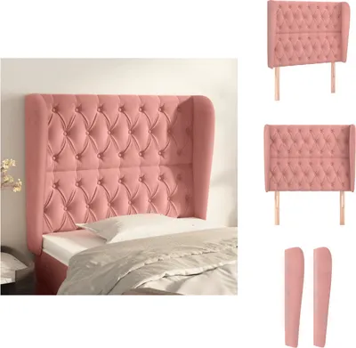 Produktbild von vidaXL Kopfteil mit Ohren Rosa 93x23x118/128 cm Samt -  Kopf- & Fußenden