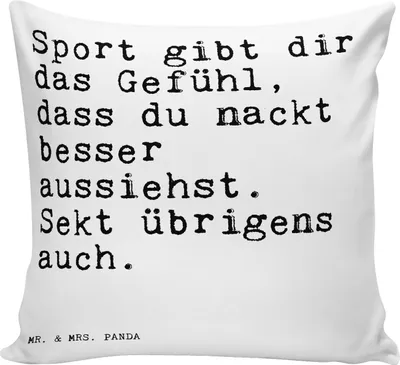 Produktbild von Mr. & Mrs. Panda kuschelkissen 40x40 Sport gibt dir das... - Weiß - Geschenk, Spiegel, Spruch Sprüche Weisheiten Zitate Lustig Weisheit Worte, hübsch, Dekokissen, Couch