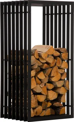 Produktbild von Handgefertigter KaminhoodTrek – Holzaufbewahrung – Robustes Metall, elegantes schwarzes Finish | Größe: 40x50x100 cm
