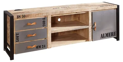 Immagine prodotto di MASSIVMOEBEL24 | mobile TV in legno di Mango 200x45x66 mango naturale stampato FACTORY #133
