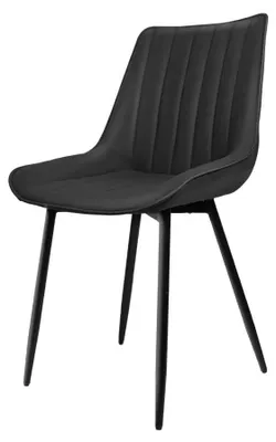 Obrázok produktu pre Jedálenská stolička, ergonomický dizajn, pevný kovový rám, čierna