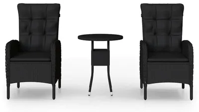 Obrázek produktu pro vidaXL 3dílný zahradní set Poly Rattan Black