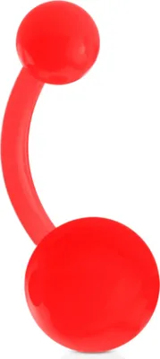 Produktbild von viva-adorno 1 Stück Bauchnabel Piercing Banane Acryl Kunststoff Kugeln verschiedene Farben Z318, rot