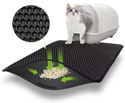 Image de Tapis imperméable pour lit de chat, 75 x 55 cm, noir, antidérapant
