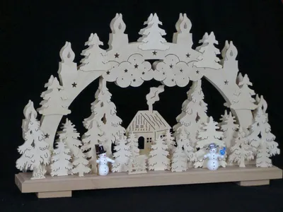 Obrázek produktu pro Svíčkový oblouk se sněhuláky a osvětlením ŠxVxH 50x31x7cm NOVINKA