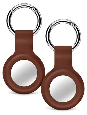 Produktbild von 2x AirTag Anhänger Braun – AirTag Schlüsselanhänger / Hülle – Silikon Cover Case für Apple AirTag – 2er-Set