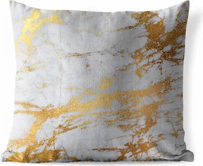 Produktbild von MuchoWow® Outdoor Kissen - Marmor - Grau - Gold - 60x60 cm - Wetterfest - Lounge Kissen - Dekoration - Schlaf Kissen