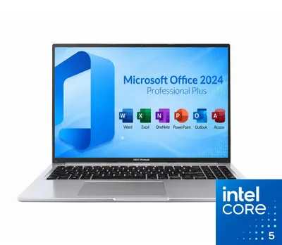Produktbild von ASUS Notebook VivoBook 16 - Intel Core 5 120U - 40GB DDR4 - 500GB NVMe SSD - WUXGA - Windows 11 Pro - MS Office 2024 Pro - 16 Zoll