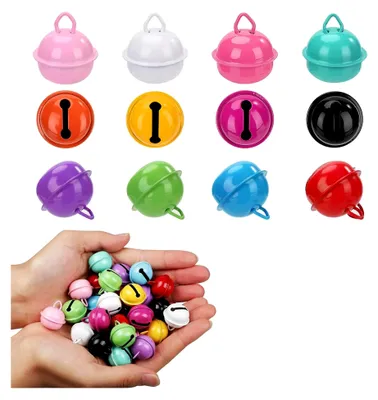 Produktbild von 50 Stück bunte Glöckchen, 22 mm, Metallglöckchen für Bastelarbeiten, Schmuck, Festdekoration und Haustierzubehör