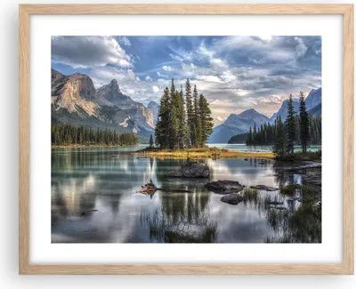 Produktbild von Gerahmtes Poster - Rahmen in heller Eiche - See Landschaft Natur - 50x40 cm - Wand Bild - Wanddeko - Wandbilder - Wandposter - Bilderrahmen - Bilder - Kunstdruck - Wandbild - P2NAA50x40-4133