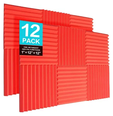 Produktbild von JBER 12 Stück Akustikschaumstoff Akustikschaumplatten, 2,5 cm x 30,5 cm x 30,5 c