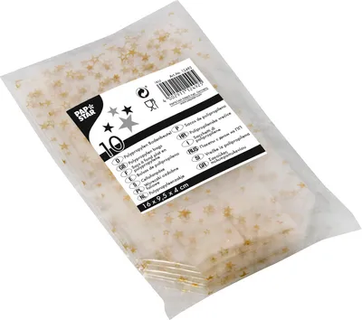 Zdjęcie produktu dla Papstar Bodenbeutel Sterne gold 160 x 95 x 40mm 10 Stück 12492