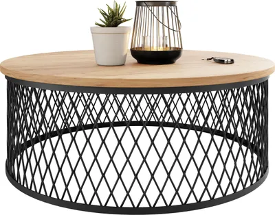 Produktbild von MIRJAN24 Couchtisch Meolte, Sofatisch, Beine aus Stahl, Modern, Kaffeetisch, Tisch, Wohnzimmer (Farbe: Schwarz / Eiche Craft Gold)