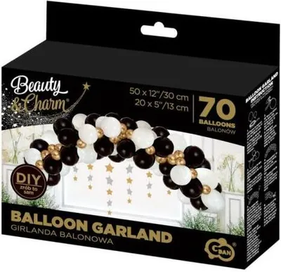 Produktbild von B&C Ballongirlande weiß-gold-schwarz, 70 Stk. GB-ZC70