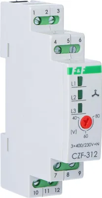 Immagine prodotto di Relè di monitoraggio di fase 3 × 400 V + N 1×NO + 1×NC CZF-312 F&F