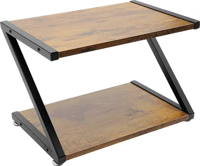 Produktbild von Druckerständer für Schreibtisch - 2-stöckiges Regal - Stahl & MDF - Tragkraft 10 kg - Ebenenabstand 25 cm - Für Drucker/Scanner/Kopierer - Braun