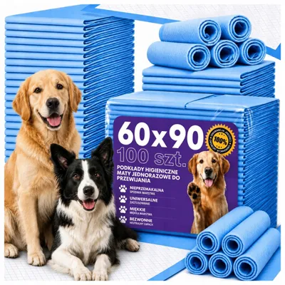 Produktbild von Dionizos Welpenunterlagen 60x90 cm – 100 Stück – 5-lagige Saugstarke Trainingsmatten – Hygienische Einweg-Unterlagen für Hunde, Welpen & Haustiere