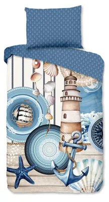 Obrázok produktu pre Postelné obliečky "Aldiana" od značky HIP – modré – (140x200 cm) – 100 % bavlna